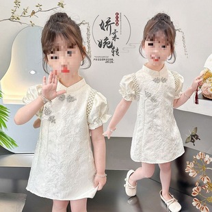 Girls' Cheongsam Dress Summer 2025 New Stylish Baby Dress Skirt Girl New Chinese Style Children's Summer Outfit