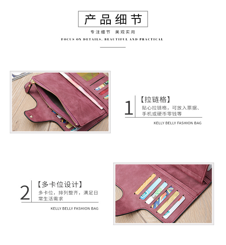 Korean Coin Purse Clutch Bag Pu Leather Multi-purpose Large Capacity Long Wallet Card Case display picture 15