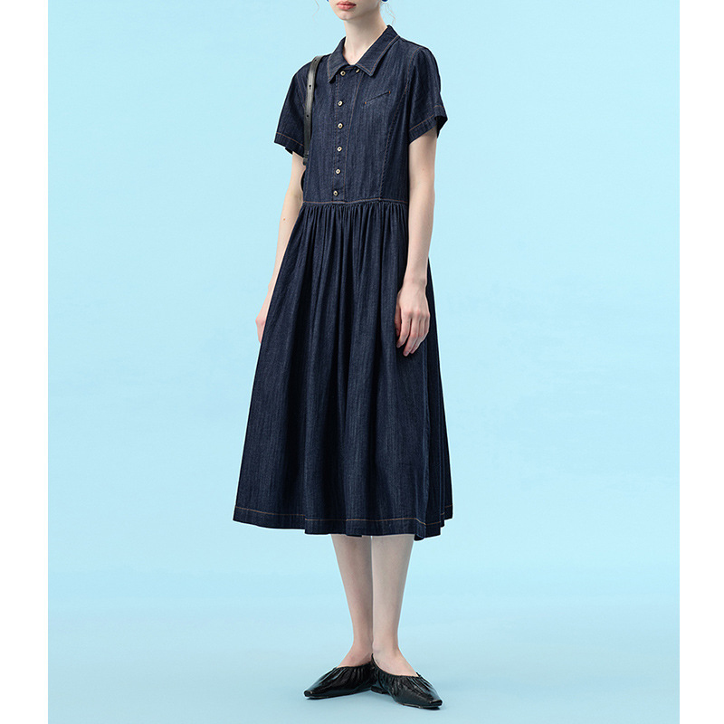【Pt Order】Shirt-Style Denim Dress with Lapel Collar for Women, 2026 Summer New Versatile Casual Mid-Length Dress 【Pt Order】Shirt-Style Denim Dress with Lapel Collar for Women, 2026 Summer New Versatile Casual Mid-Length Dress