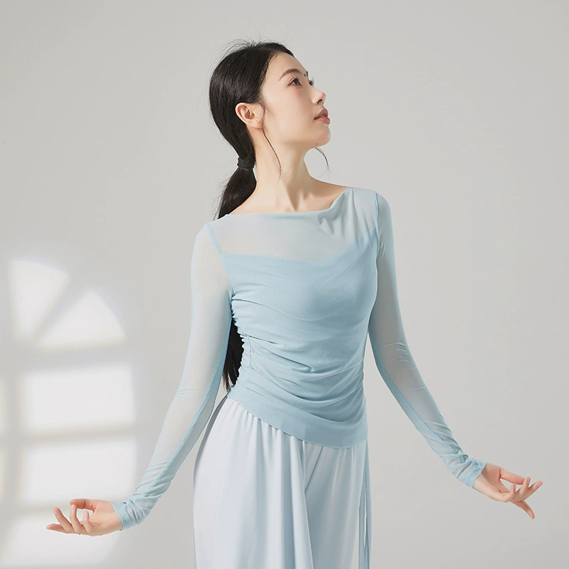 Современный танцевальный костюм тонкая рубашка с длинными рукавами