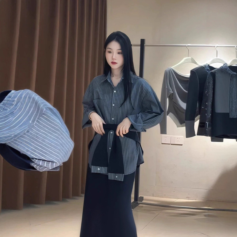 大码秋季韩系洋气时尚显瘦三件套半身裙披肩衬衫套装女胖mm240斤|undefined