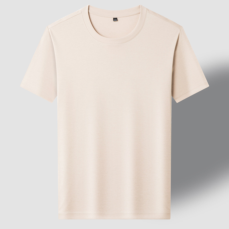 80 hombres de hombro recto, lujo ligero, alta calidad, color sólido, media manga, camiseta de manga corta, algodón de caballo, camiseta para hombres, personalización de verano