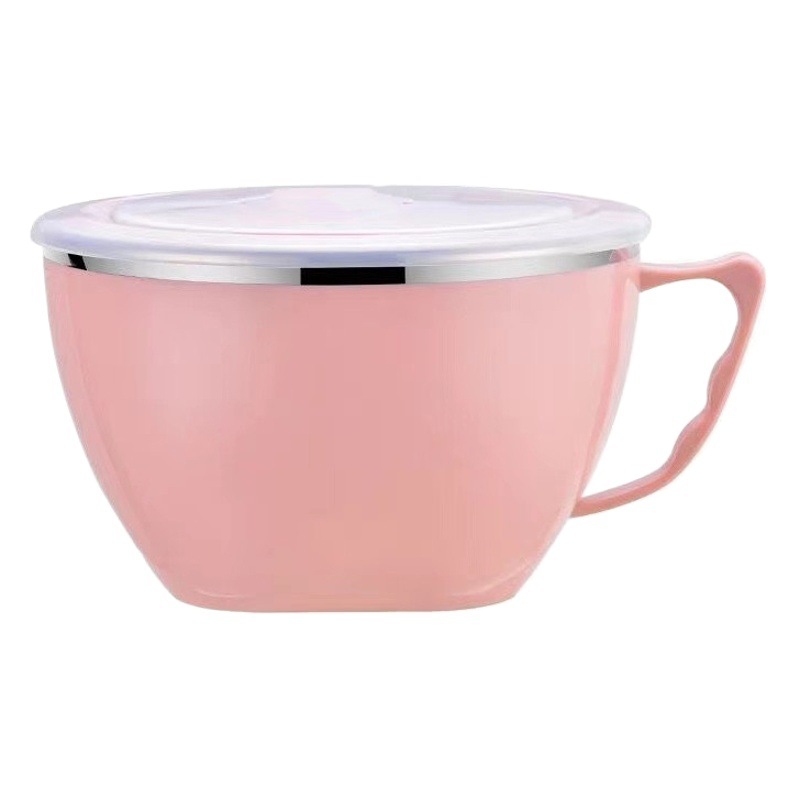 Factory wholesale stainless steel instant noodle bowl with lid soup noodle bowl student lunch box canteen bowl fast food instant noodle cup