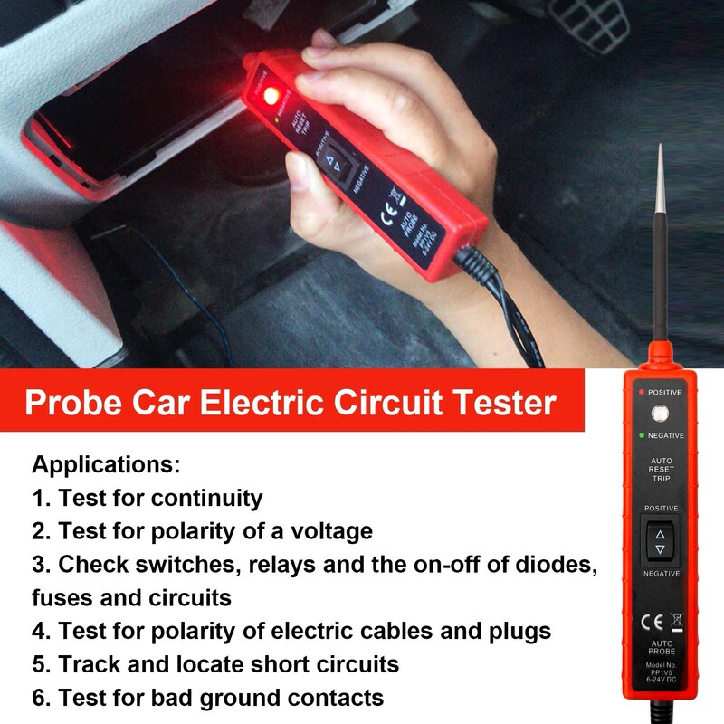 自動車回路検出器試験灯修理回路工具診断システム試験機6-24vネット赤試験灯|undefined