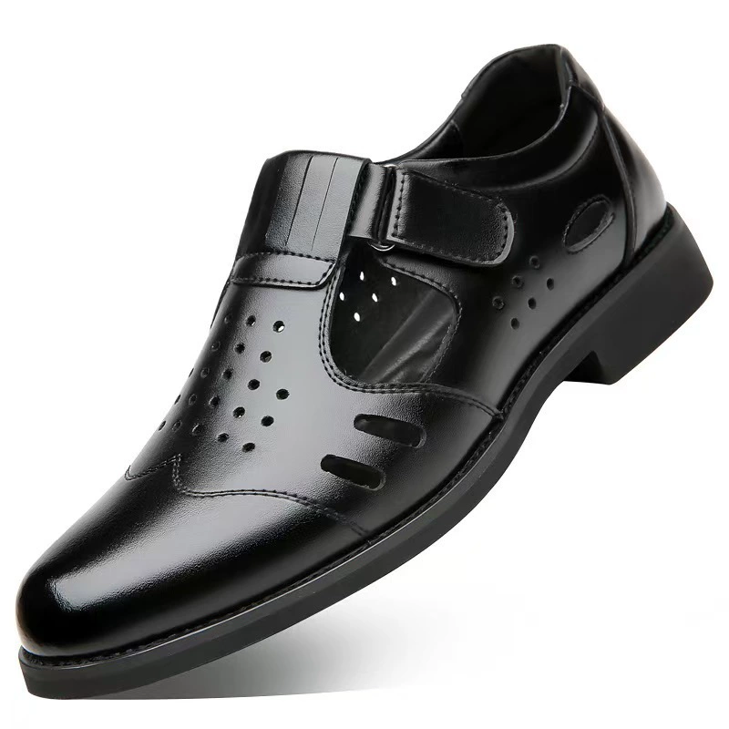 Мужские кожаные сандалии из натуральной кожи, летние дышащие сабо, нескользящие повседневные туфли для пап, дропшипинг