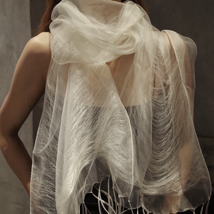 Maito alternative silk scarf, three-layer organza, transparent and thin, lightweight and elegant, versatile scarf for women, suitable for spring and autumn