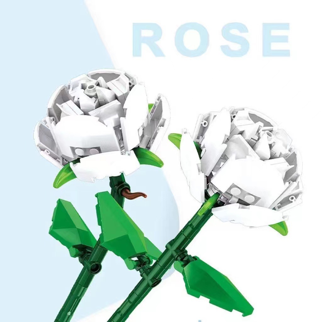 Bloques de construcción de rosas, regalo de decoración de flores perpetuas, rompecabezas, decoración de bricolaje, partículas pequeñas, inserciones hechas a mano para el día de San Valentín