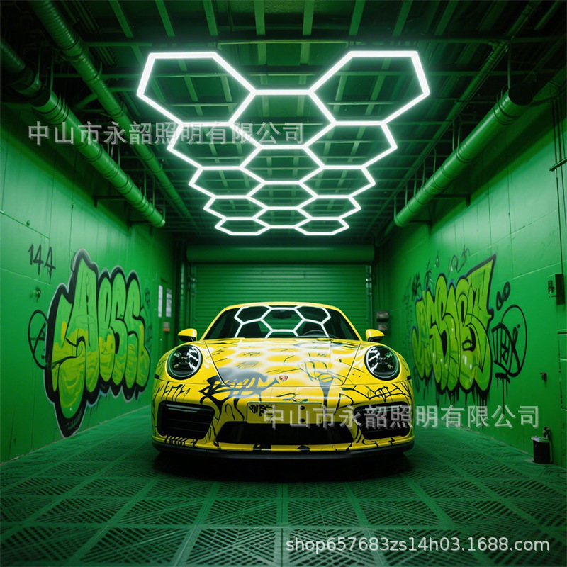 LED自動車修理専用六角ステーションランプ防水ハニカムステッチランプ2025車庫洗車室ハイライト照明|undefined
