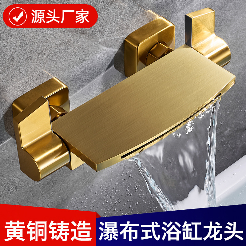 Bathtub Faucet Set for Bathroom, Wall-Mounted Shower with High-Flow Mixing Valve, Waterfall Edge Faucet