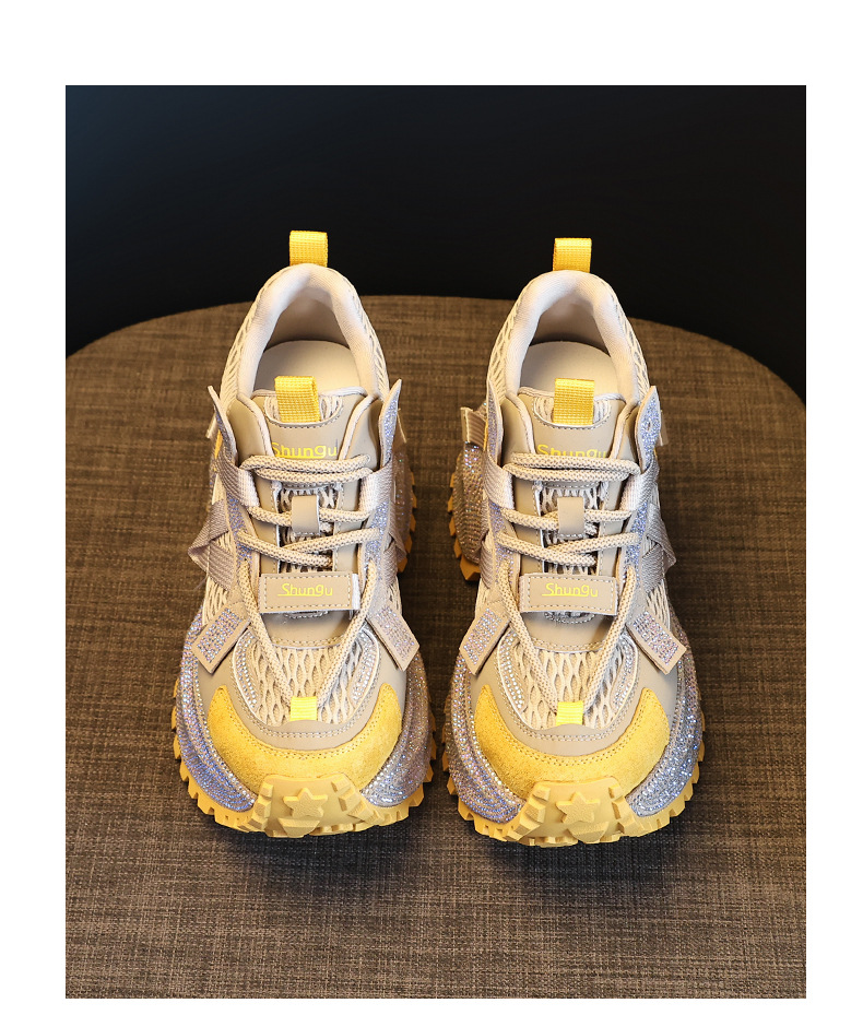 Giày sneaker nữ đế dày đính đá phối màu phong cách bố — đen chi tiết 18