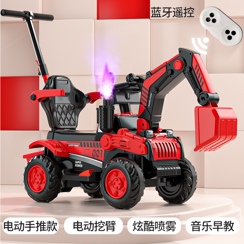 Excavadora de juguetes eléctricos para niños 1 - 5 años de edad coche de ingeniería puede sentarse en excavadora eléctrica de control remoto grande