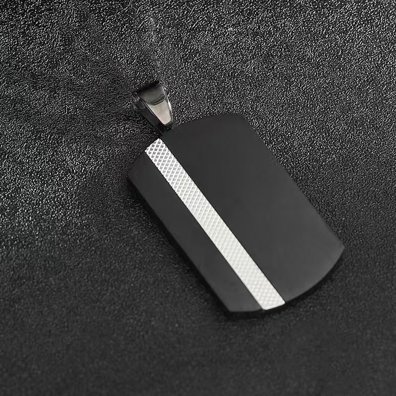 メーカークロスボーダーサプライメンズブラッシュチェック柄2色ミリタリーブランドペンダント電気メッキステンレス鋼ネックレスペンダントは彫刻可能|undefined