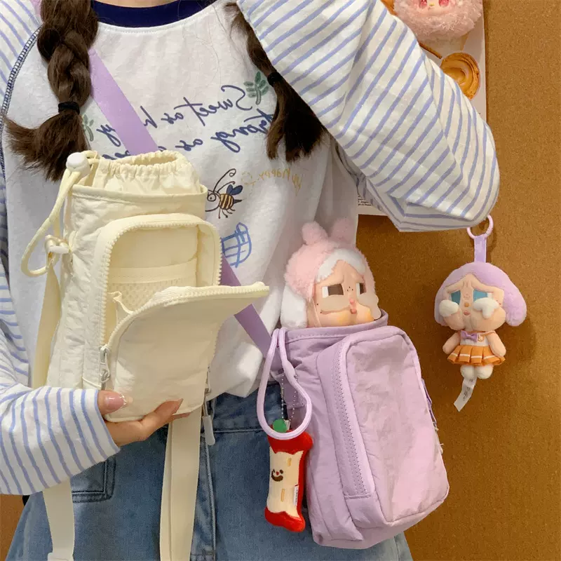 清新甜美斜挎包可放水杯少女心ins小方包双层收纳轻便手机单肩包
