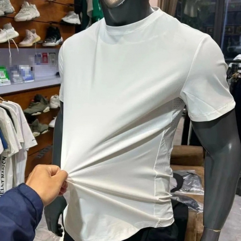 Nuevas camisetas de verano transfronterizas de secado rápido para hombres y mujeres sueltas y transpirables, diseño de malla de manga corta, camisetas deportivas de acondicionamiento físico