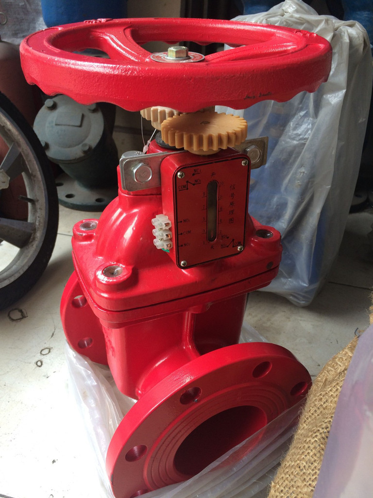 Z45X信号闸阀 铸铁法兰软密封信号闸阀红色阀门