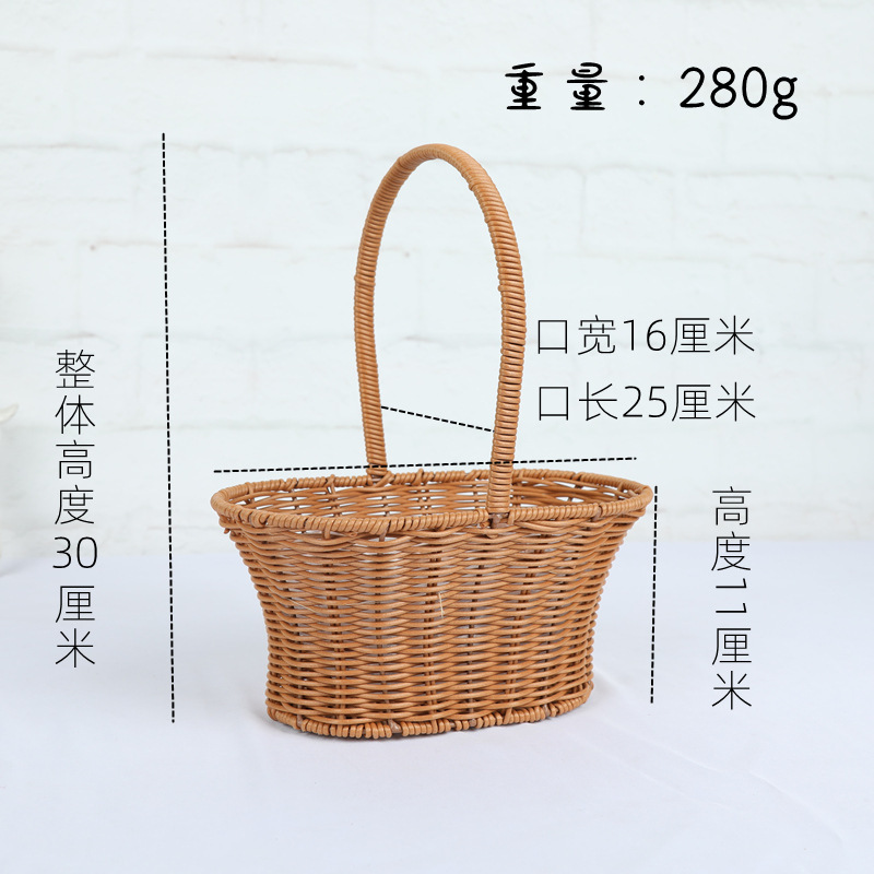 Cestas de flores de caña tejidas a mano canasta de mano pastoral creativa Qixi Festival de caña floral decorativa canasta huevo