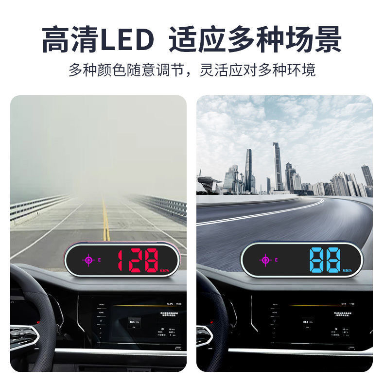 Colorful Solar-Powered Hud Head-Up Display Beidou Satellite Electronic Speedometer Universal Car Navigation Speed Measuring Device