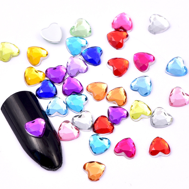Heart-Shaped Flat-Back Rhinestones 4-25mm Acrylic Peach Heart Stickers DIY Clothing Wedding Accessories Nail Irregular Rhinestones
