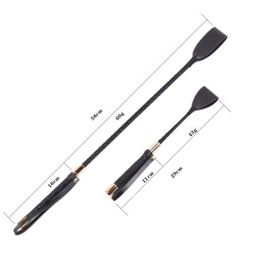 Leather erotic riding whip pointer party performance props black whip foreign trade export couple sex role-playing whip
