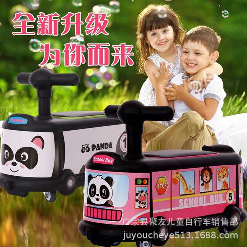 High-end bus cartoon children's twist car for 1-3 year old babies, sliding car with swivel silent wheels, gift car