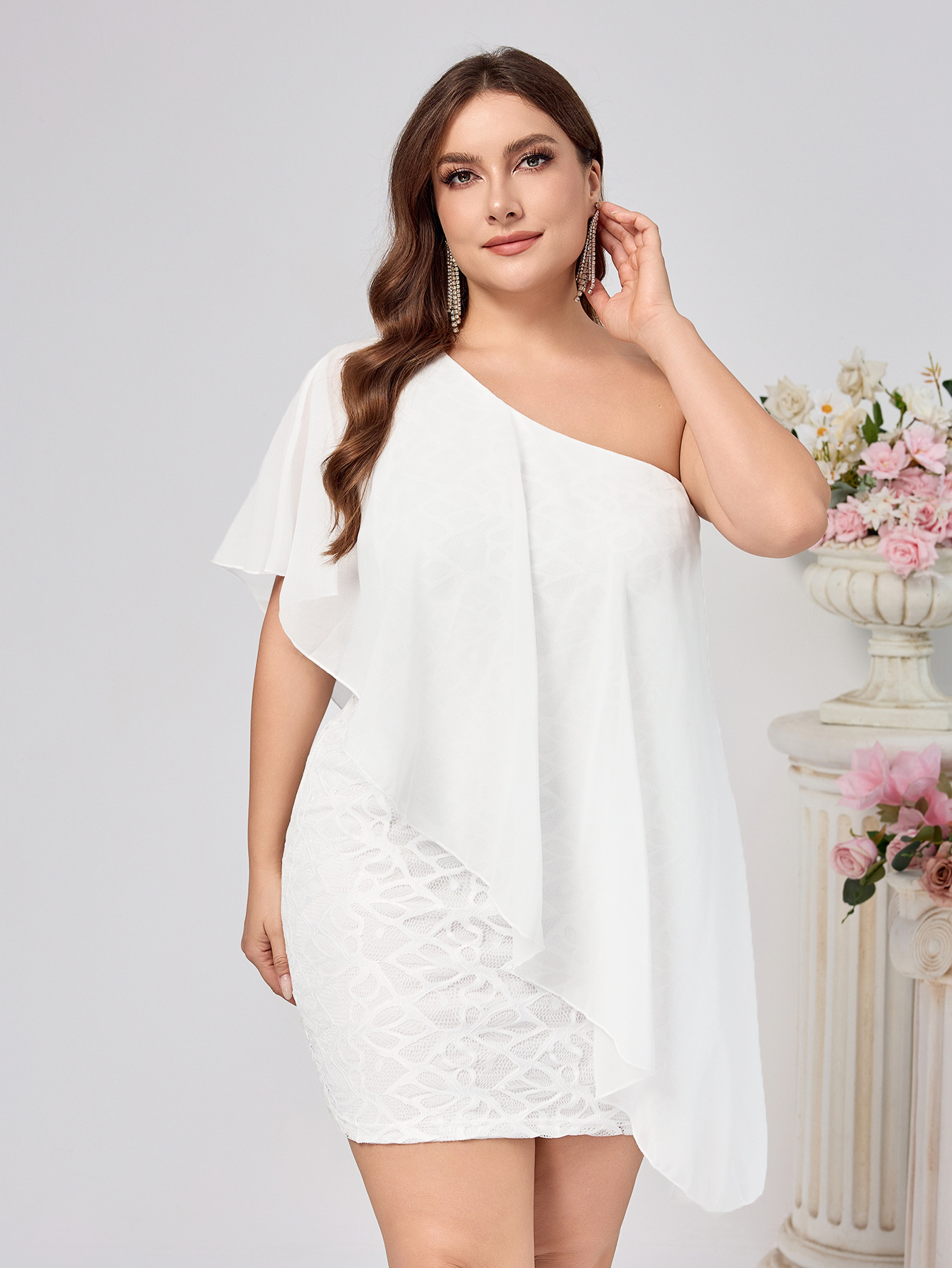 Europa y los Estados Unidos 2025 ropa de mujer nueva moda casual temperamento sólido plegado sexy sin mangas cuello inclinado vestido de hombro único