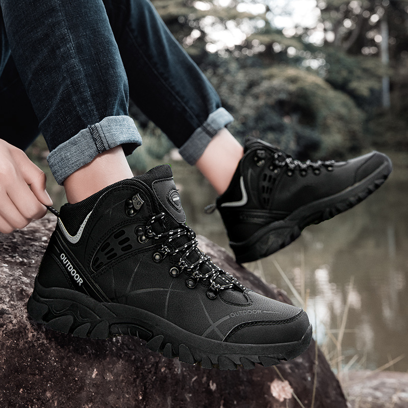 Fábrica directa transfronteriza 2025 nuevo tipo de pareja casual de alto nivel cómodo ligero antideslizante desgaste zapatos de senderismo para hombres