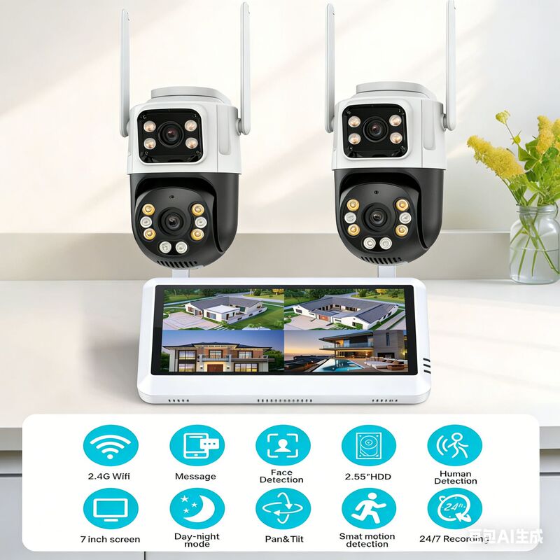Cctv Surveillance System Wifi with Screen Dual-Lens Dome Camera Set Camera with Screen Video Recorder Cctv Surveillance System Wifi with Screen Dual-Lens Dome Camera Set Camera with Screen Video Recorder