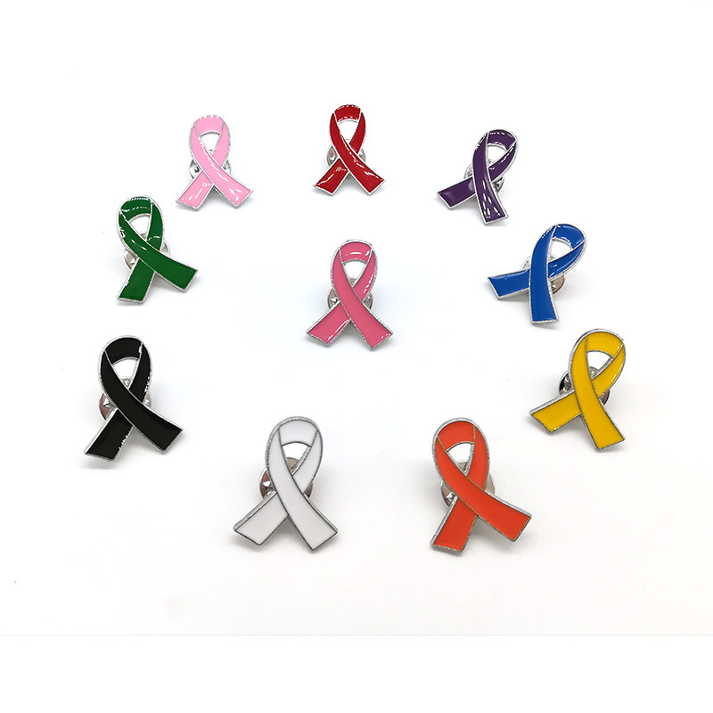 Alloy Oil-Drip Heart-Shaped Red Ribbon Emblem Brooch Hiv International Symbol Public Service Campaign Promotional Badge