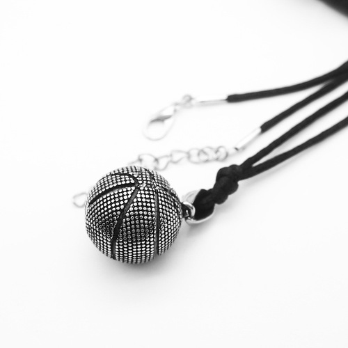 Cross-border European and American punk hip-hop rock sports style solid basketball necklace trendy men's titanium steel pendant couple pendant