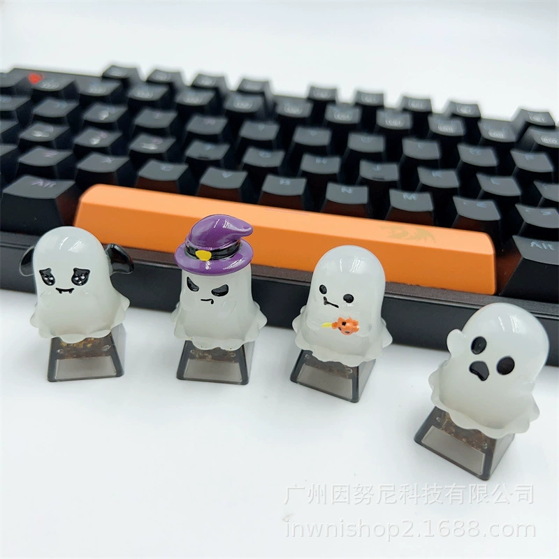 Трансграничная стерео смола Хэллоуин DIY клавиатура с призраком, креативная кристаллическая перекрестная механическая клавиатура R4