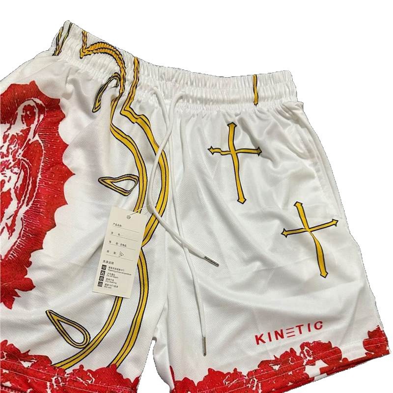 Baloncesto transfronterizo playa pantalones de entrenamiento deportivo tendencia correr sueltos pantalones cortos de cuatro puntos secado rápido pantalones cortos transpirables para hombres