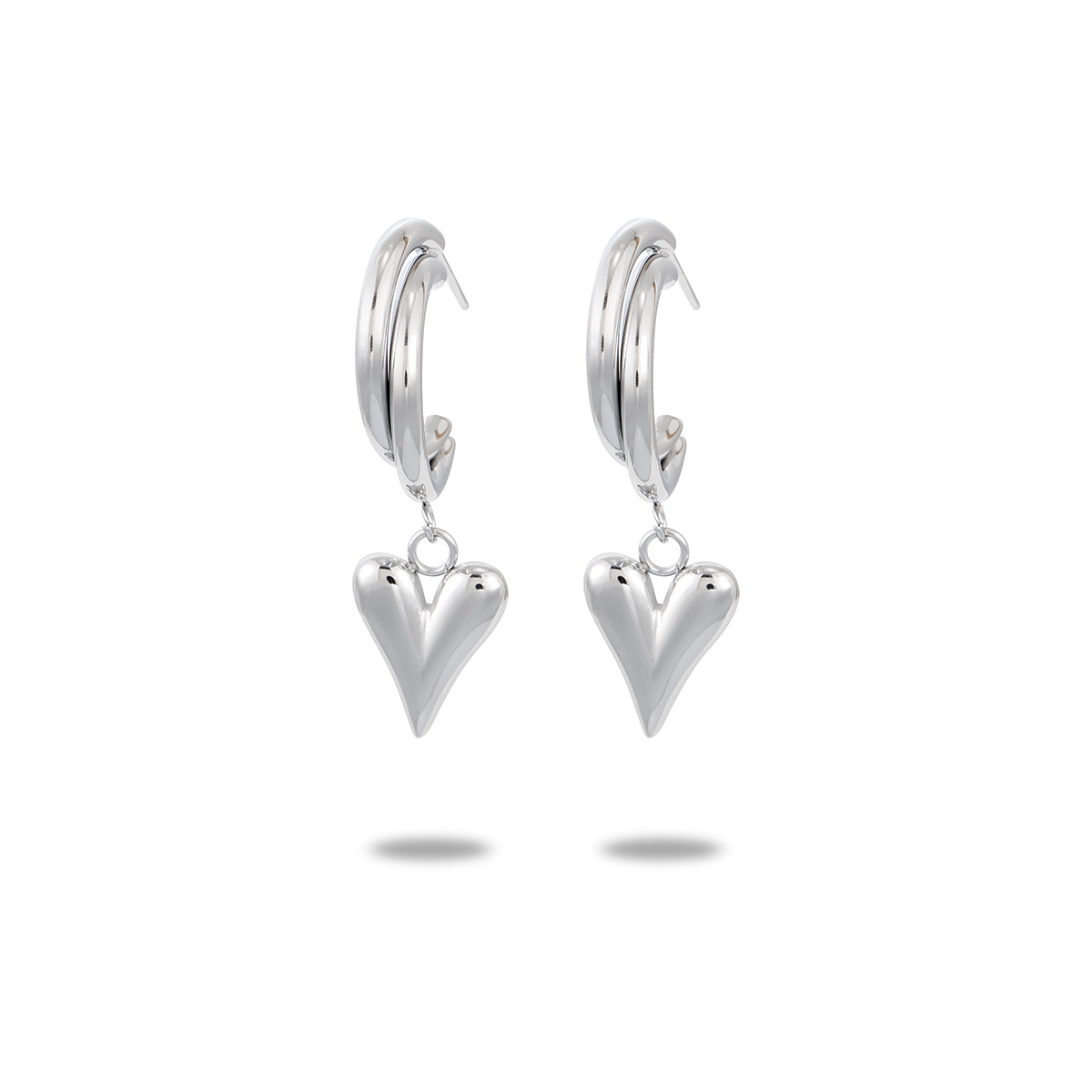 Drop Earrings, Ear Studs Classification 1 Pair Simple Style Heart Shape Mixed Metal 304 Stainless Steel 18K Gold Plated Drop Earrings Ear Studs