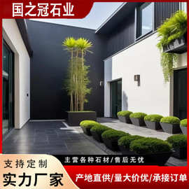 芝麻黑供应天然花岗岩芝麻灰黑白火烧板石材地铺石工程花岗岩石材