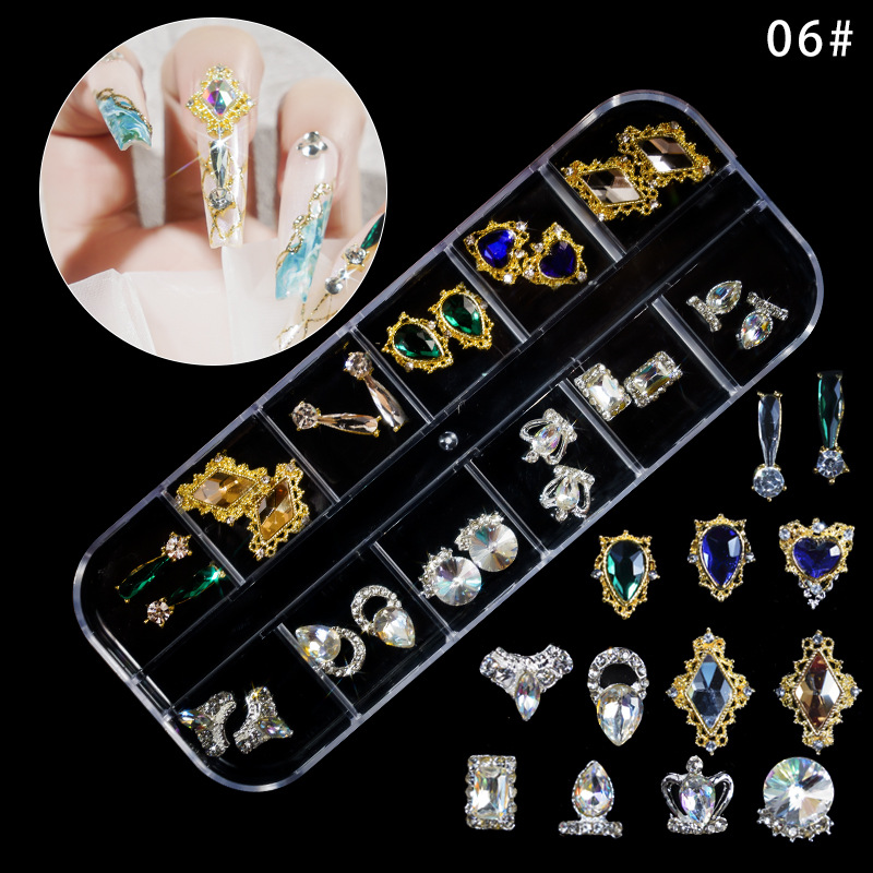 Nuevas joyas de manicura aleación de pegado de uñas accesorios de manicura de perforación de perforación de múltiples estilos de joyas de manicura mezcladas