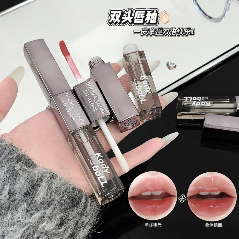 KodyboLL juegan con dos cabezas mate esmalte labial desvanecimiento marcas labial agua espejo labial óleo labial maquillaje fábrica de lápiz labial mayorista