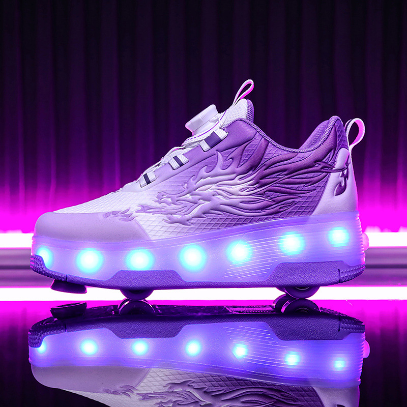 Factory wholesale cross-border new roller skates small four-wheel sports pulley heloo shoes boys with lights luminous shoes flight