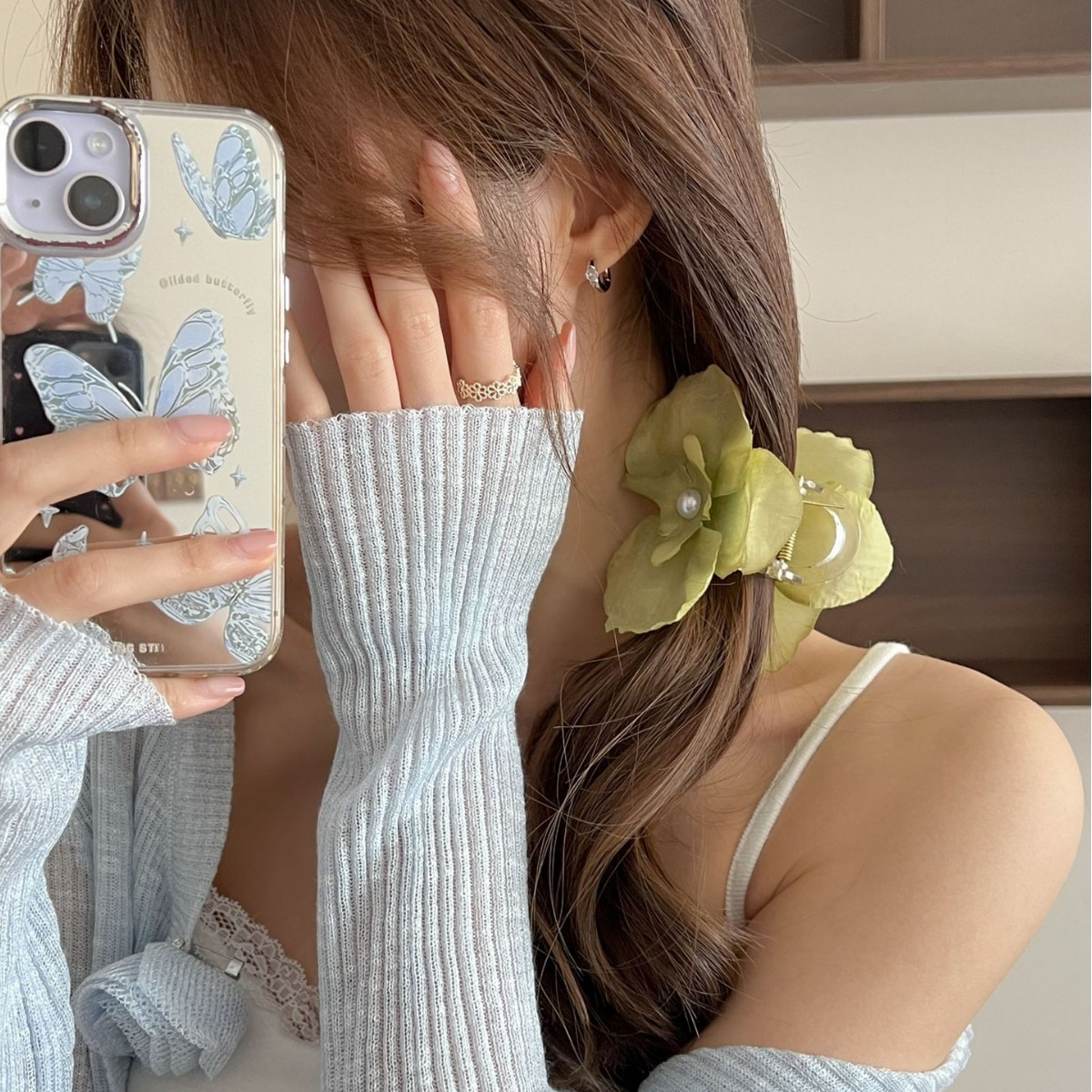 Sweet Phalaenopsis Ribbon Grab Clip Simulation Flower Hair Grab Side Clip Orchid Temperament Sense Super Fairy Head Jewelry_voghion.com