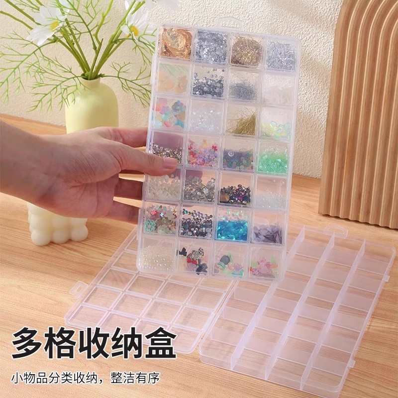 2個入り シンプルな単層蓋付き大容量透明プラスチックジュエリーボックス（多仕切り）|undefined