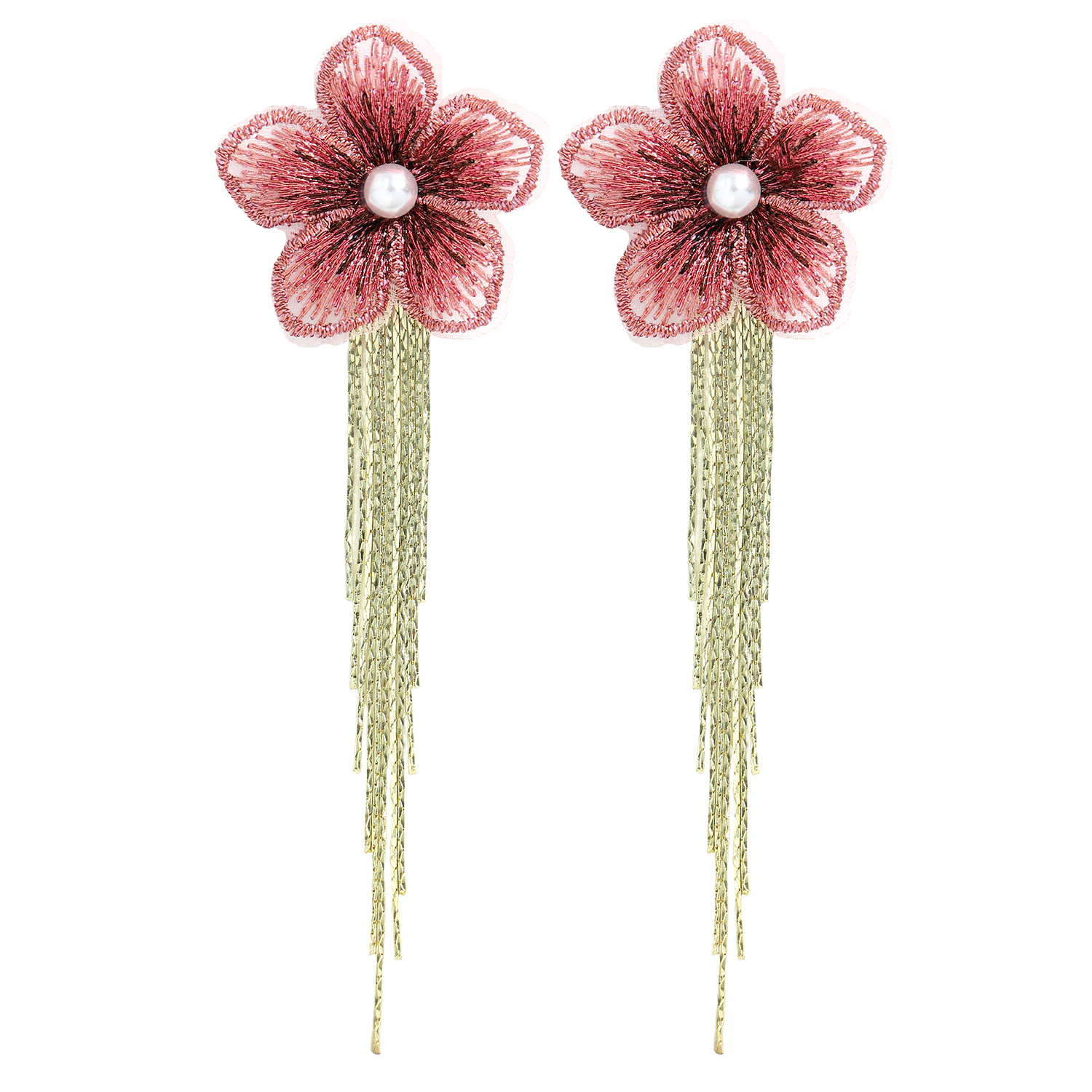 Korean Mesh Fabric Flower Earrings display picture 22