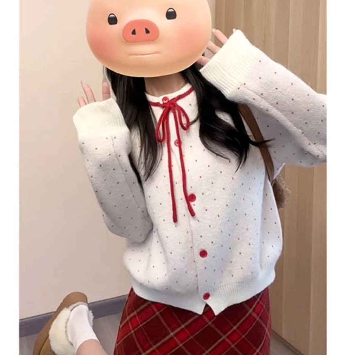 感氛围秋冬季风穿搭miu千金跨年圣诞连衣裙子战袍女装过年套装系