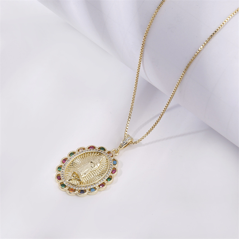 fashion copper-plated gold micro-set zircon Virgin Mary necklace