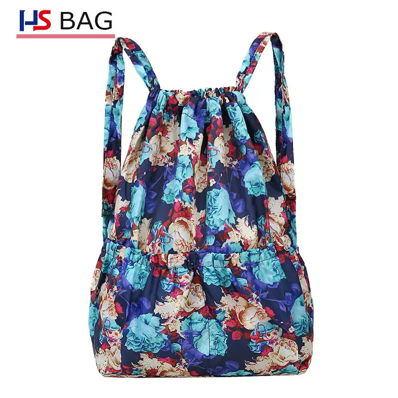 新款女士双肩包韩版大容量抽带彩色双肩背包妈咪出行防泼水双背包