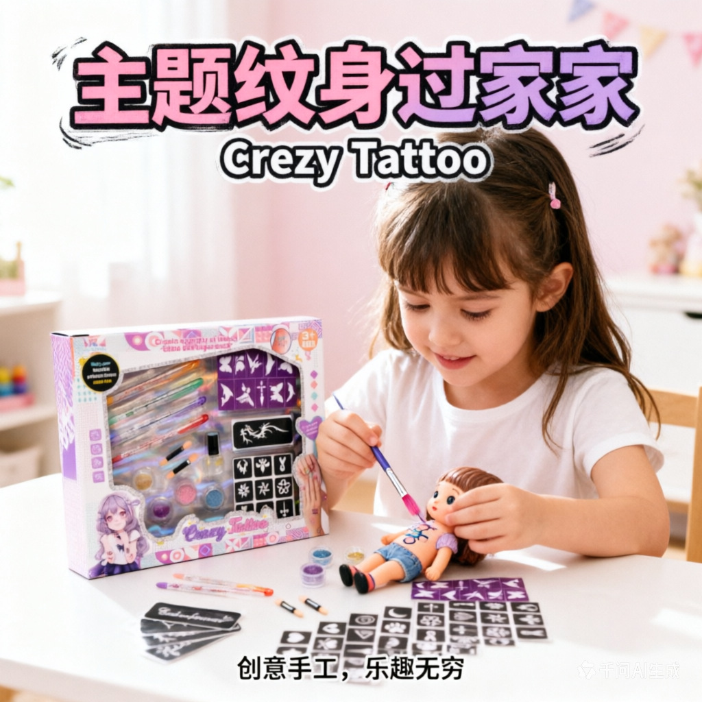 Cross-Border Children's Jewelry Play Set for Girls DIY Hairdressing Tattoo Nail Art Toy Realistic Makeup Box