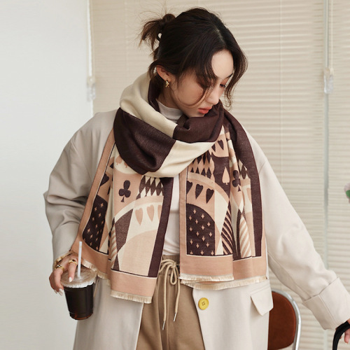 Summer air-conditioned room shawl autumn and winter new double-sided imitation cashmere scarf female Korean version student neck scarf warm scarf