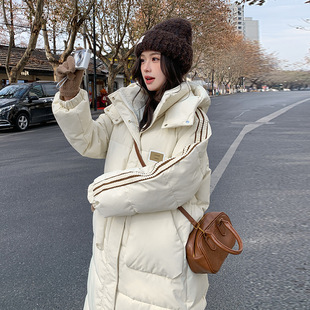 New Long Over-the-Knee Cotton Coat 2024 Korean Loose Hooded Cotton Coat Winter Fashion Cotton Coat Women