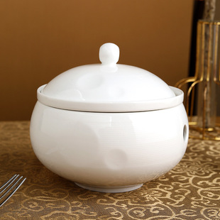 Bird's Nest, Abalone and Fish Maw Soup Cup with Lid, White Dessert Stew Cup, Ceramic Hotel Kitchen Tableware, Candle Insulation White Porcelain Cup