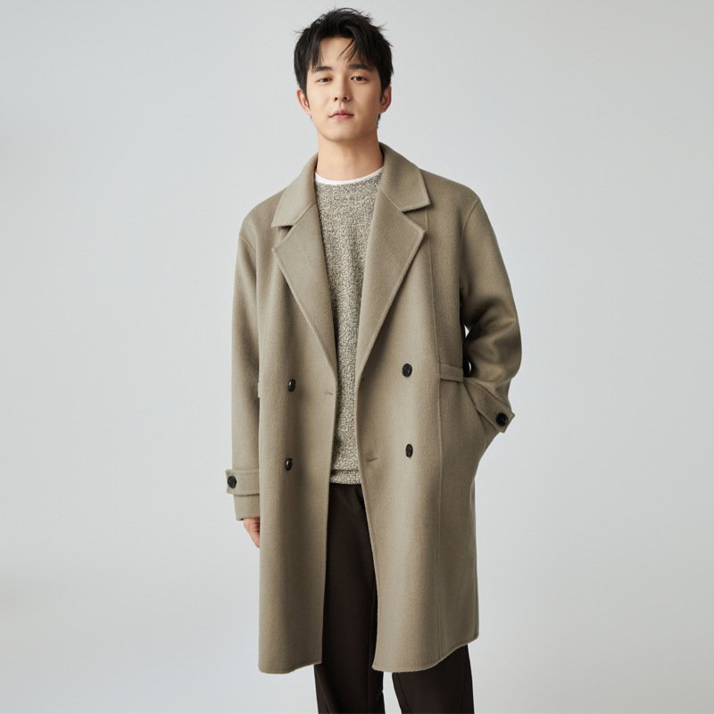 Fashion Double-sided Wool Coat Men's Long Knee-length British-style Loose Winter Thick 100% Wool Coat Top Fashion Double-sided Wool Coat Men's Long Knee-length British-style Loose Winter Thick 100% Wool Coat Top