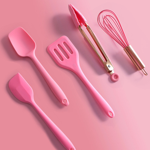 Silicone kitchen utensils 5-piece set children's baby cooking kitchen household kitchen utensils spatula egg beater baking set tools