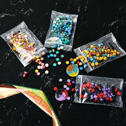 Fire seal wax particles in small bags, octagonal fire seal wax 100 capsules, sealingwax factory direct supply