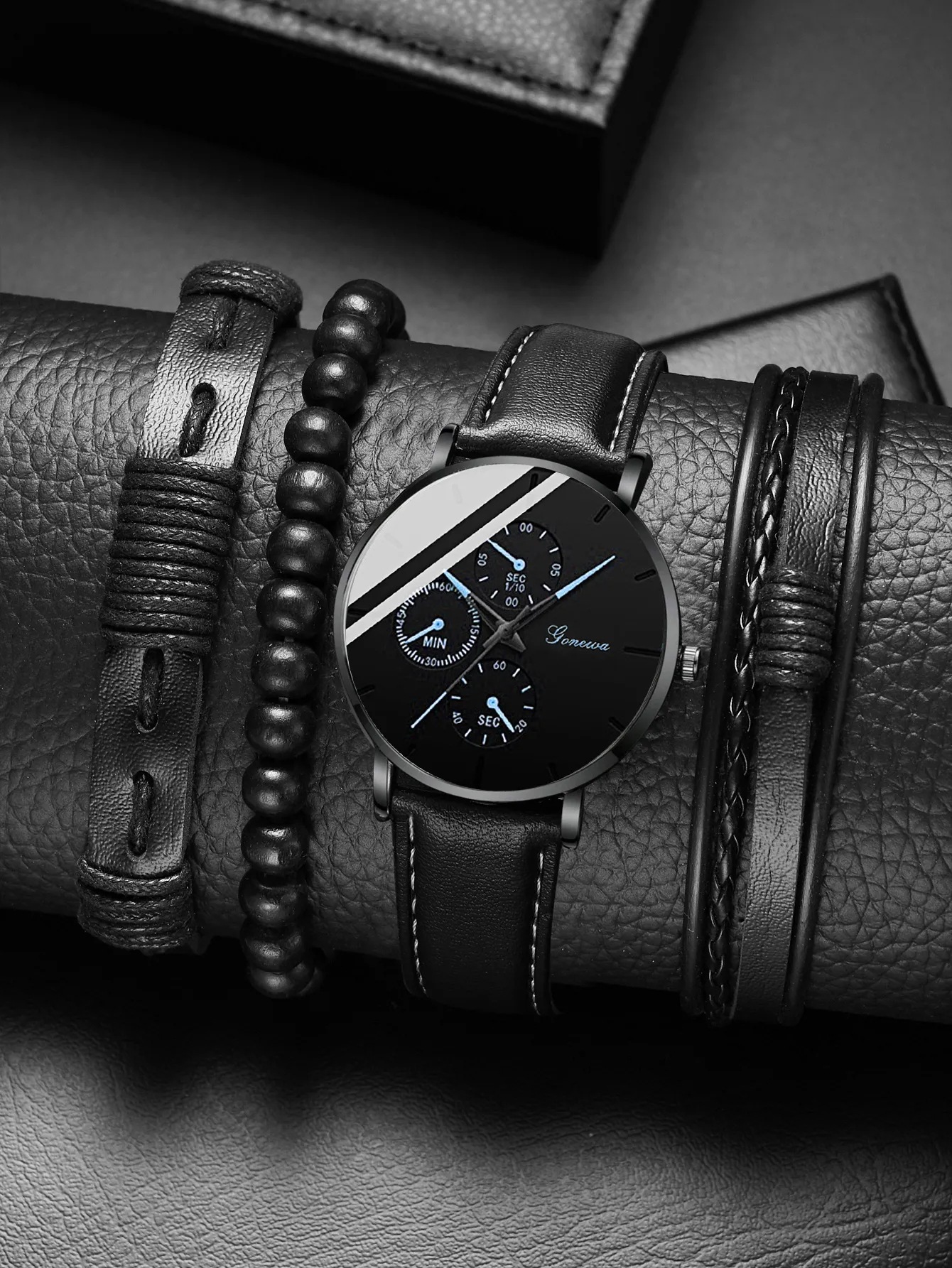 Reloj de pulsera de cuero para hombre, nuevo, moderno, de fábrica, estilo empresarial, sencillo y a la moda, venta al por mayor en stock.